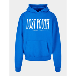 lässiger Lost Youth Herren Hoodie große Kapuze Kapuze 460 g/m² mit Baumwolle Blau