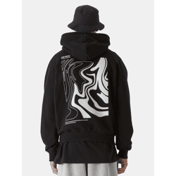 lässiger Lost Youth Herren Hoodie Oversize 460 g/m² mit Baumwolle Schwarz