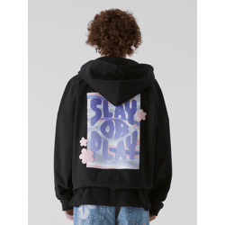 moderner Lost Youth Herren Hoodie 460 g/m² mit Baumwolle Schwarz