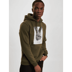 moderner Mister Tee Herren Hoodie Kordelzug Rippbündchen mit Baumwolle Khaki