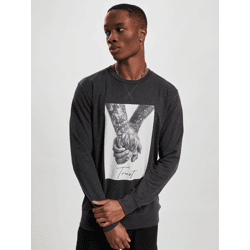 bequemes Mister Tee Herren Sweatshirt Rippbündchen mit Baumwolle Anthrazit
