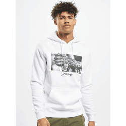 moderner Mister Tee Herren Hoodie Rippbündchen Kapuze 300 g/m² mit Baumwolle Weiß