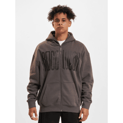 moderner Rocawear Herren Hoodie Reißverschluss Rippstrick mit Baumwolle Dunkelgrau