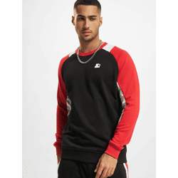 lässiges Starter Herren Sweatshirt Rippbündchen 300 g/m² mit Baumwolle Schwarz/Rot
