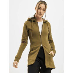 moderner Urban Classics Damen Hoodie Kordelzug Reißverschluss 300 g/m² mit Baumwolle Khaki