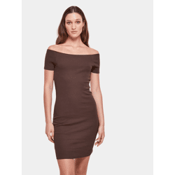 stilvolles Urban Classics Damen Kleid Stretch Rippstrick 180 g/m² mit Baumwolle Braun