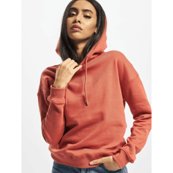 moderner Urban Classics Damen Hoodie Rippbündchen Kapuze 300 g/m² mit Baumwolle Rot