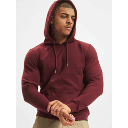 Comfortable Urban Classics Men's Hoodie with Drawstring and Ribbed Cuffs, 300 g/m², Cotton Blend, Bordeaux Red