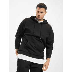 lässiger URBAN CLASSICS Herren Hoodie Kordelzug Rippbündchen 280 g/m² Schwarz