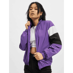 stylische Urban Classics Damen Jacke Reißverschluss Taschen 97 g/m² Violett/Weiß/Schwarz