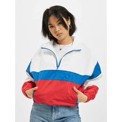 lässige Urban Classics Damen Jacke Reißverschluss Taschen 106 g/m² Weiß/Blau/Rot