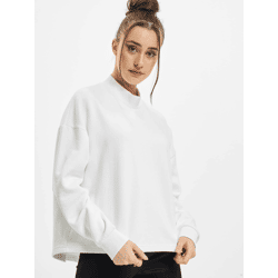 weiches Urban Classics Damen Sweatshirt Rippbündchen Oversize 300 g/m² mit Baumwolle Weiß