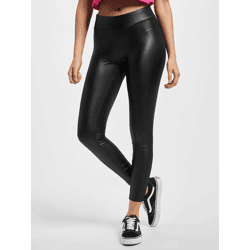moderne URBAN CLASSICS Damen Leggings im Lederimitat-Design Stretch-Hose 180 g/m² Schwarz