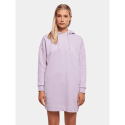 Fashionable Urban Classics Women's Dress with Large Hood and Drawstring, 305 g/m², Cotton Blend, Purple