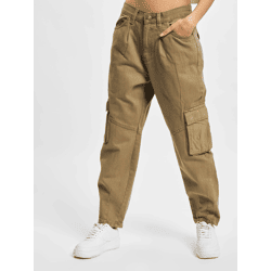 bequeme Urban Classics Damen Jeans Taschen Denim 11 g/m² mit Baumwolle Beige