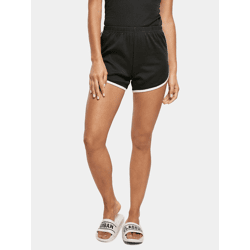 bequeme Urban Classics Damen Shorts 240 g/m² mit Baumwolle Schwarz/Weiß