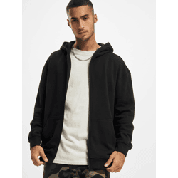 moderner Urban Classics Herren Hoodie Reißverschluss Rippbündchen 305 g/m² Schwarz
