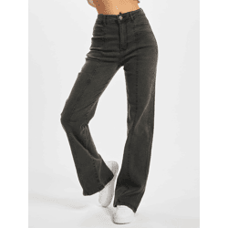 lässige URBAN CLASSICS Damen Straight Fit Jeans High Waist Denim-Hose in verwaschener Optik Baumwoll-Hose Schwarz