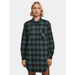 leichtes Urban Classics Damen Kleid Oversize 125 g/m² mit Baumwolle Petrol-Blau/Schwarz