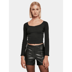 bequemes Urban Classics Damen Sweatshirt Stretch Slim Fit 180 g/m² mit Baumwolle Schwarz