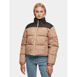 stylische Urban Classics Damen Jacke Reißverschluss Taschen 78 g/m² Beige/Schwarz
