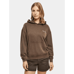 moderner Urban Classics Damen Hoodie Rippstrick Rippbündchen 300 g/m² mit Baumwolle Braun