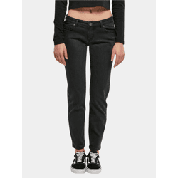 moderne Urban Classics Damen Jeans Straight Fit Stretch Reißverschluss mit Baumwolle Schwarz