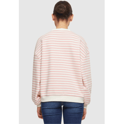 bequemes Urban Classics Damen Sweatshirt Rippbündchen Oversize 300 g/m² mit Baumwolle Weiß/Rosa