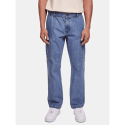 lässige Urban Classics Herren Jeans Straight Fit Reißverschluss Taschen mit Baumwolle Blau