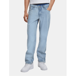 Stylish URBAN CLASSICS Men's Straight-Fit Jeans in Cotton Blue