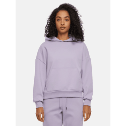 moderner Urban Classics Damen Hoodie Stretch Rippbündchen Kapuze mit Baumwolle Violett