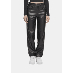 lässige Urban Classics Damen Jeans Straight Fit Reißverschluss Taschen Schwarz