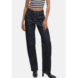 bequeme Urban Classics Damen Jeans Straight Fit Reißverschluss mit Baumwolle Navy