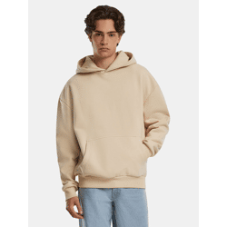 moderner URBAN CLASSICS Herren Hoodie Rippbündchen Kapuze 500 g/m² mit Baumwolle Beige