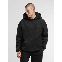 bequemer URBAN CLASSICS Herren Hoodie Rippbündchen Kapuze mit Baumwolle Schwarz