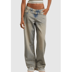 stylische Urban Classics Damen Jeans Ketten-Detail mit Baumwolle Blau/Beige