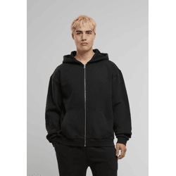 bequemer Urban Classics Herren Hoodie Reißverschluss Rippbündchen 330 g/m² mit Baumwolle Schwarz
