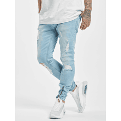 moderne 2Y Premium Herren Jeans Skinny Fit Stretch Reißverschluss mit Baumwolle Blau