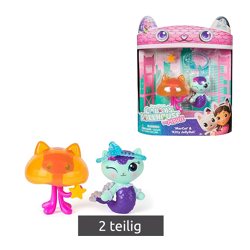 2-teiliges GABBY`S DOLLHOUSE Spielzeug-Set MerCat und Kitty Jellyfish Figuren mit Accessoires Pink/Türkis/Bunt