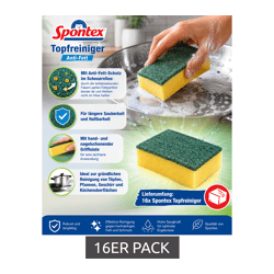 16er Pack Spontex Topfreiniger mit Anti-Fett Schutz Reinigungsschwamm Spül-Schwamm 7724483 Gelb/Grün