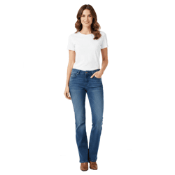 Stylische Damen Bootcut-Jeans mit ausgestelltem Bein Baumwoll-Hose 928026 Dunkelblau