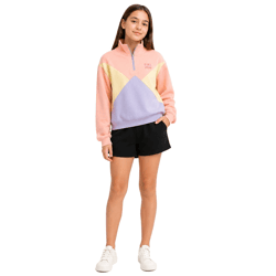 Kinder Troyer-Pullover für Mädchen Stehkragen-Pulli Alltags-Pullover 925305 Rosa/Beige/Lila