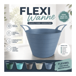 Praktische 30 Liter Universalwanne Flexi-Wanne mit ergonomische Tragegriffe Flexi-Eimer Gartenkorb Wäschekorb ca. 54x42x36 cm  - Kein Farb