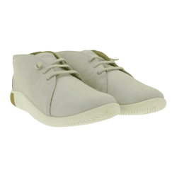 Bequeme KEEN KNX Chukka Damen Barfußschuhe aus Leder Leichte Freizeit- & Alltagsschuhe mit Schnürung 1029528 Hellgrau/Taupe