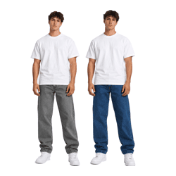 bequeme DEF Herren Jeans aus reiner Baumwolle Alltags-Hose in Blau oder Grau