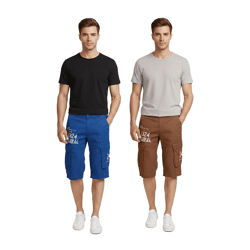 FQ1924 Mael Herren Freizeit-Bermuda Cargo-Shorts Baumwoll-Hose Sommer-Hose 21900196 181018 in Blau oder Braun