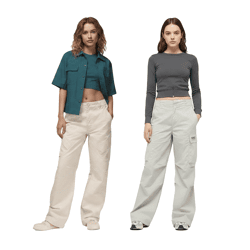 modische NIKE Damen Cargo-Hose Alltags-Hose Baumwoll-Hose in Hellgrau und Beige