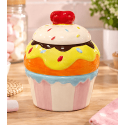 Muffin Vorratsdose aus Keramik mit Deckel Aufbewahrungsdose im Cupcake-Design für Süßigkeiten, Kekse & Gebäck Ø 20 x 13 cm **B-Ware 