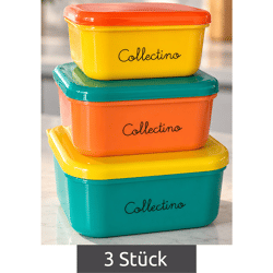 Set of 3 Collectino Lunch Boxes - Customize your lunch boxes with 5 waterproof stickers - Stackable **B-grade – inspected** Multicolor