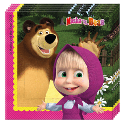 Masha and The Bear - 20 Papierservietten (2-lagig) 33x33cm Paket